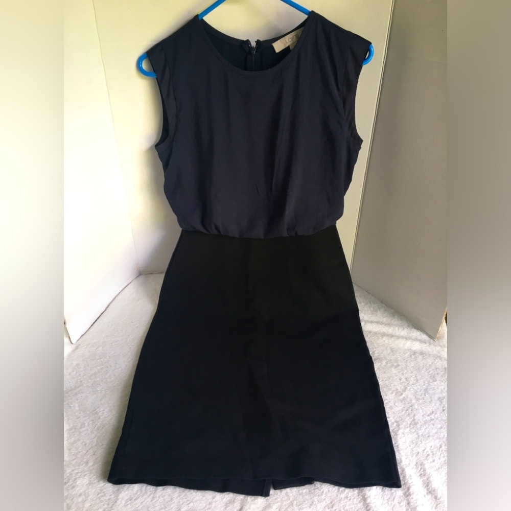 LOFT Black Blue Sleeveless Dress - Size 0 Business Casual